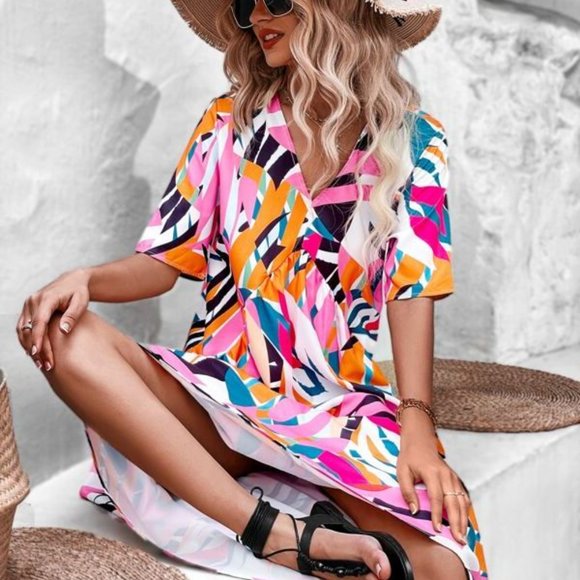 Allover Print Smock Dress - Picture 4 of 5